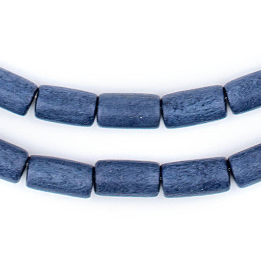 Cobalt Blue Tube Natural Wood Beads (15x8mm)