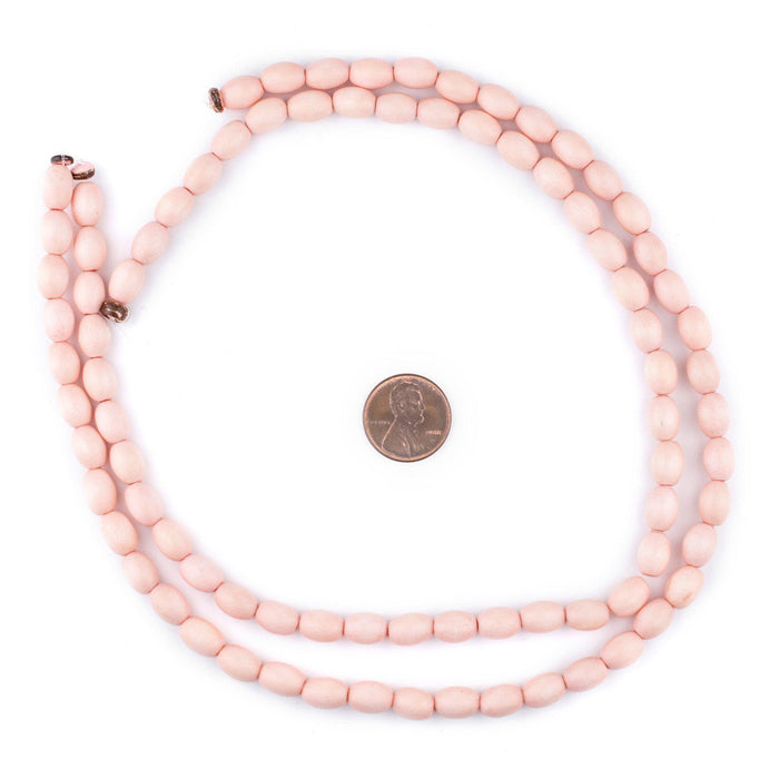 Pink Oval Natural Wood Beads (9x6mm) - The Bead Chest