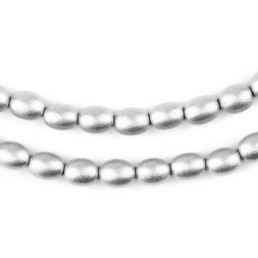 Silver Oval Natural Wood Beads (9x6mm)