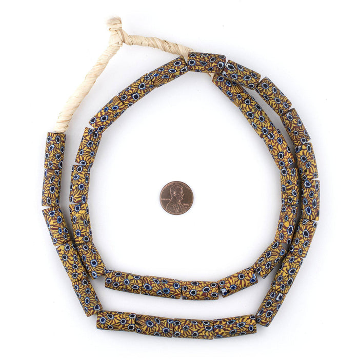 Solar Blue Antique Matching Venetian Millefiori Trade Beads - The Bead Chest