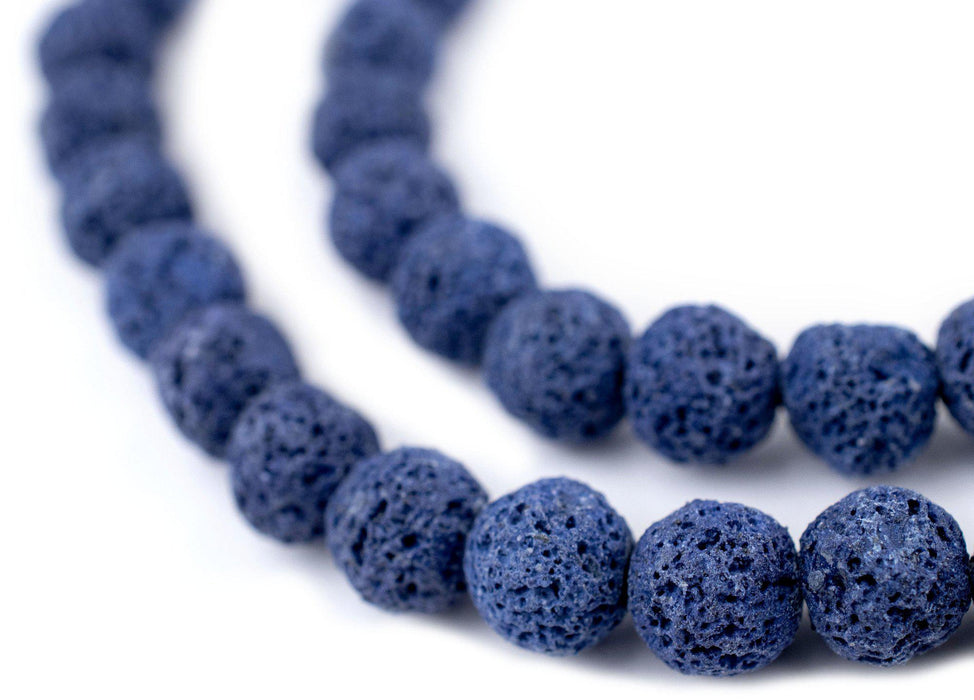 Indigo Blue Volcanic Lava Beads (10mm) - The Bead Chest
