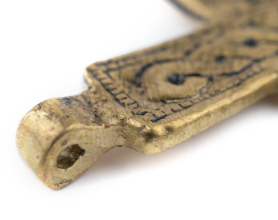 Traditional Brass Ethiopian Coptic Cross Pendant (60x40mm) - The Bead Chest