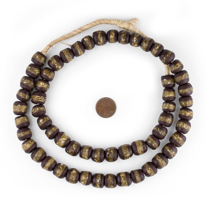Dark Brown Kente Krobo Beads (14mm) - The Bead Chest