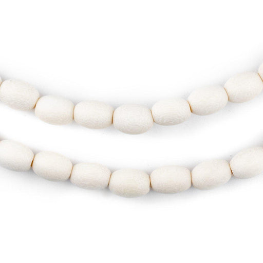White Oval Natural Wood Beads (9x6mm)