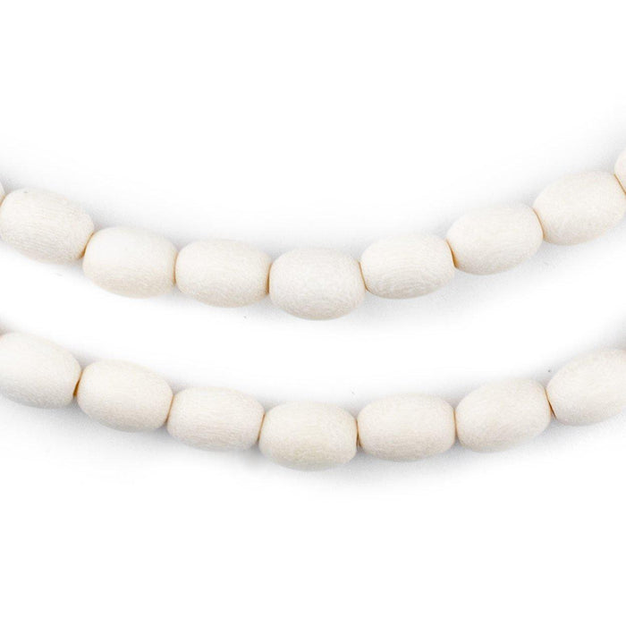 White Oval Natural Wood Beads (9x6mm) - The Bead Chest