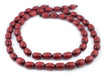 Cherry Red Oval Natural Wood Beads (15x10mm) - The Bead Chest