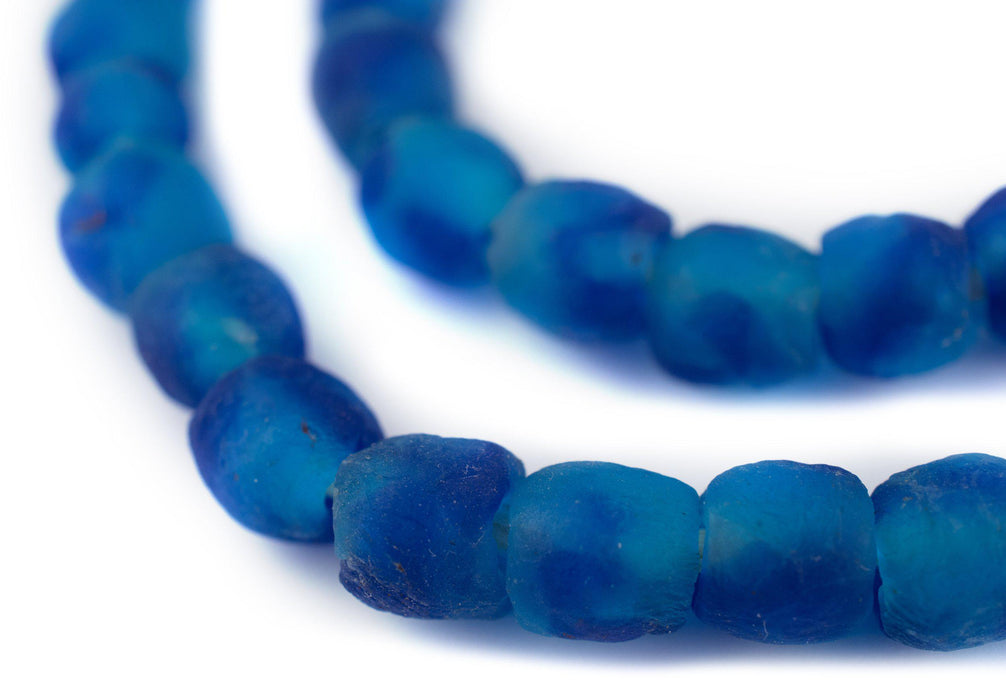 Aqua Swirl Recycled Glass Beads (9mm) - The Bead Chest