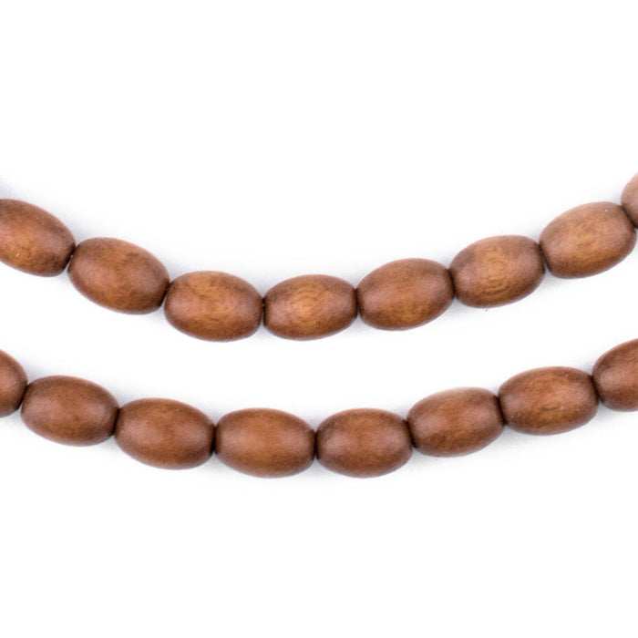 Light Brown Oval Natural Wood Beads (9x6mm) - The Bead Chest
