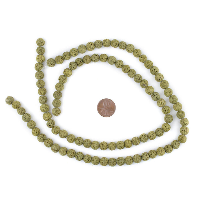 Lime Green Volcanic Lava Beads (8mm) - The Bead Chest