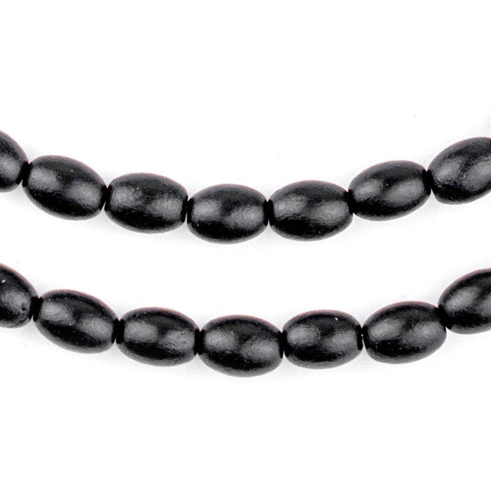 Black Oval Natural Wood Beads (9x6mm) - The Bead Chest