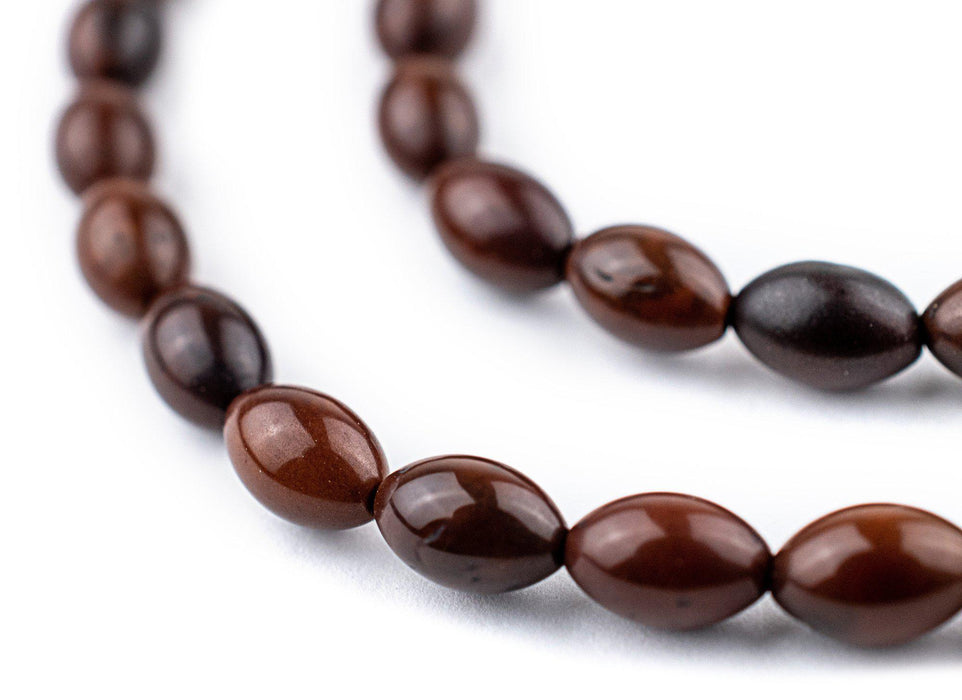 Dark Brown Oval Wooden Arabian Prayer Beads (5x8mm) - The Bead Chest