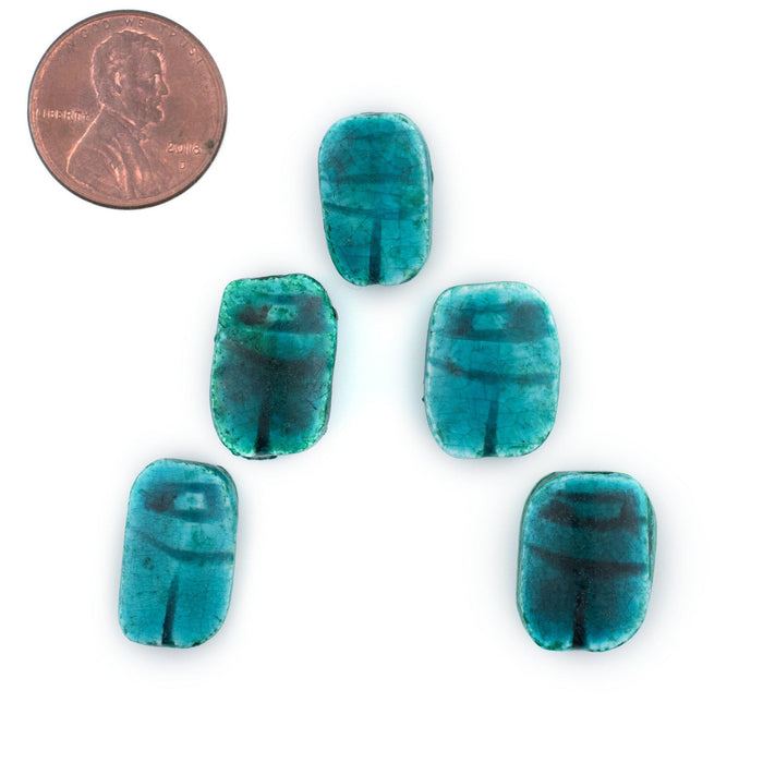 Turquoise Egyptian Soapstone Scarab Beads (Set of 5) - The Bead Chest