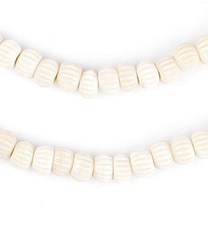 White Carved Chevron Bone Mala Beads (6mm)