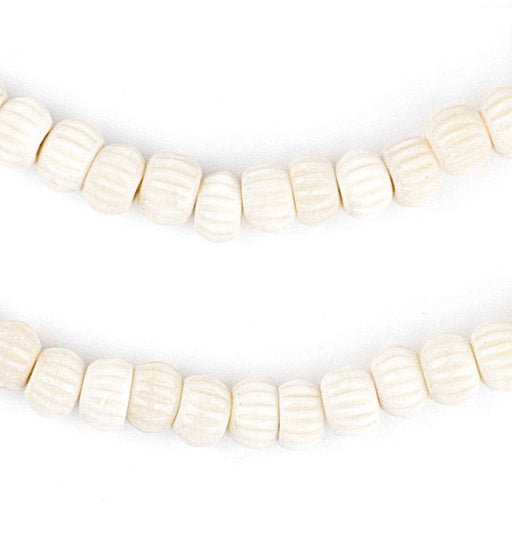 White Carved Chevron Bone Mala Beads (6mm) - The Bead Chest