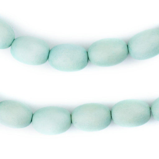 Mint Green Oval Natural Wood Beads (15x10mm)