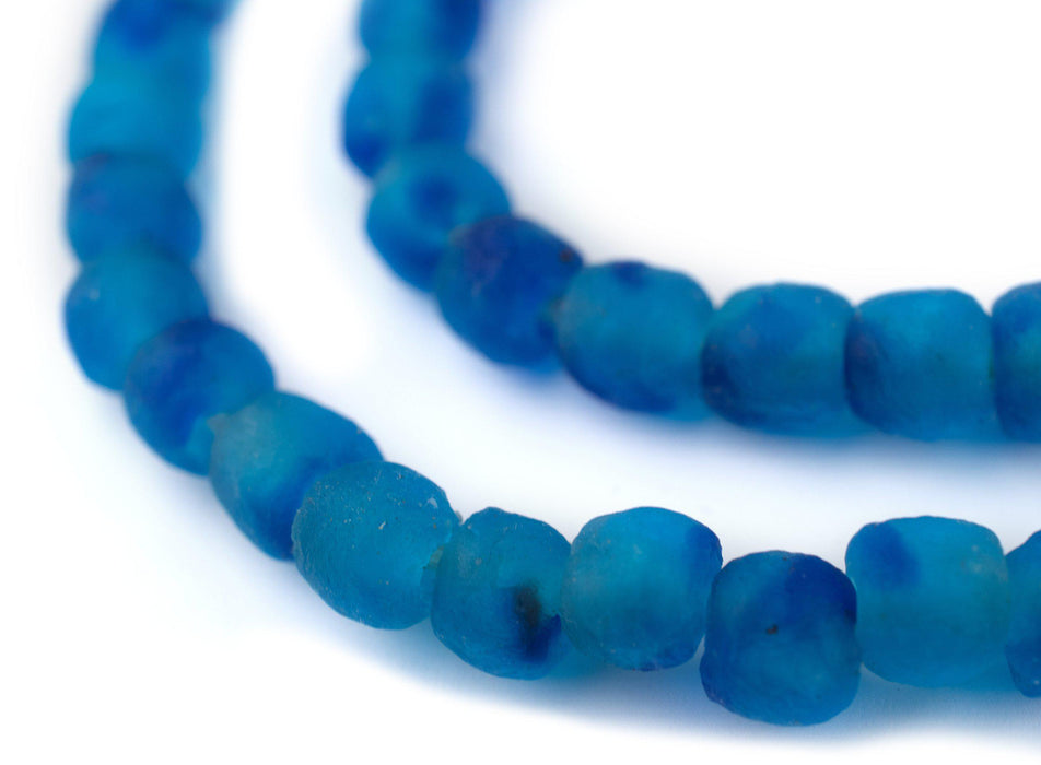Aqua Swirl Recycled Glass Beads (7mm) — The Bead Chest