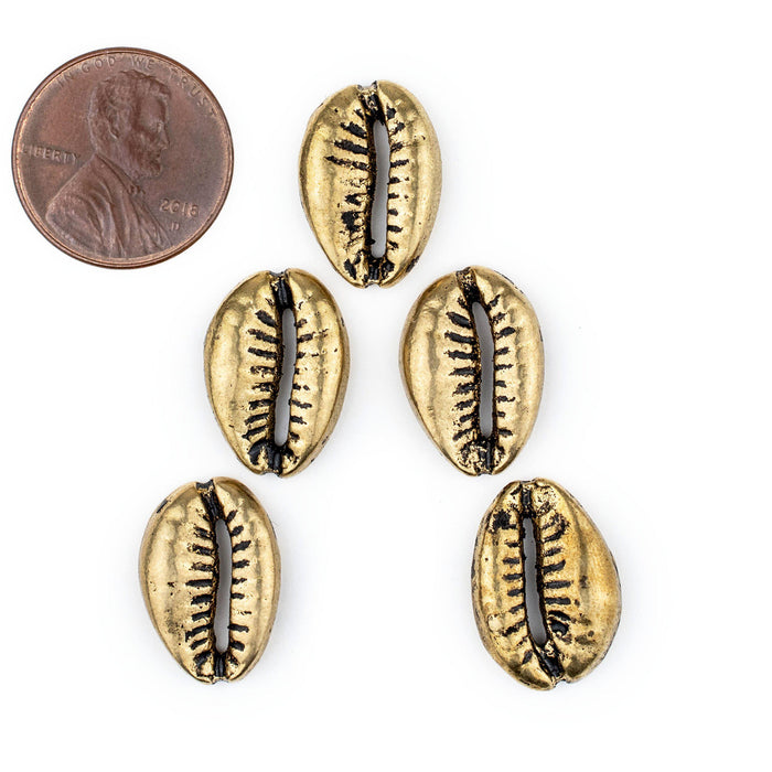 Brass Cowrie Shell Beads (Set of 5) - The Bead Chest