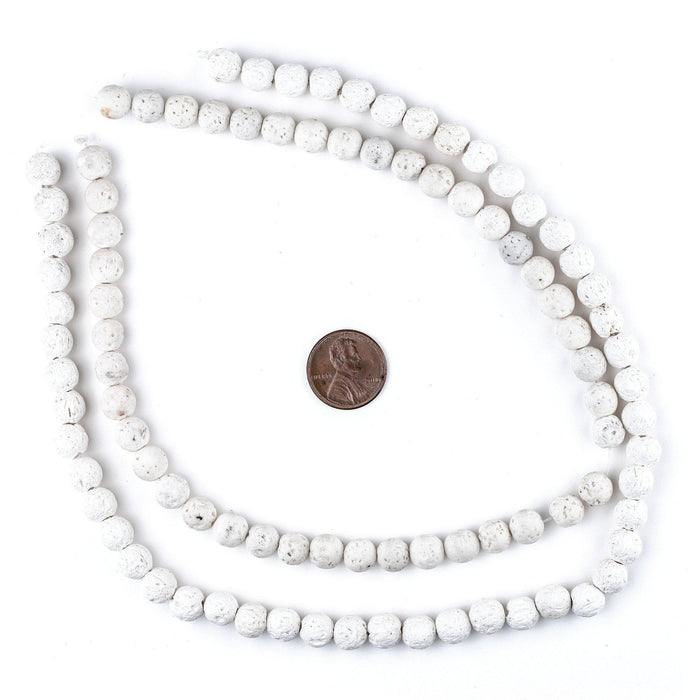 White Volcanic Lava Beads (8mm) - The Bead Chest