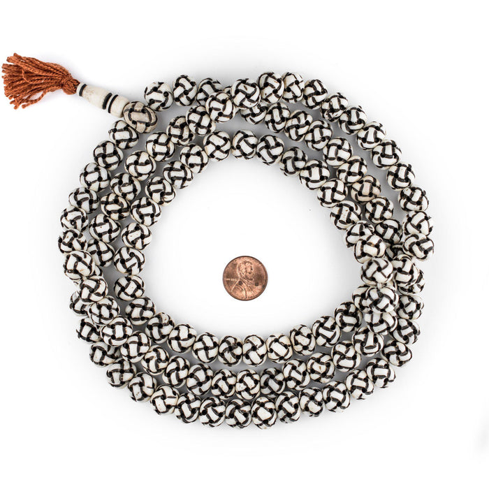 Premium Woven Carved Bone Prayer Beads (13mm) - The Bead Chest