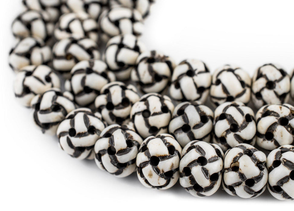 Premium Woven Carved Bone Prayer Beads (13mm) - The Bead Chest
