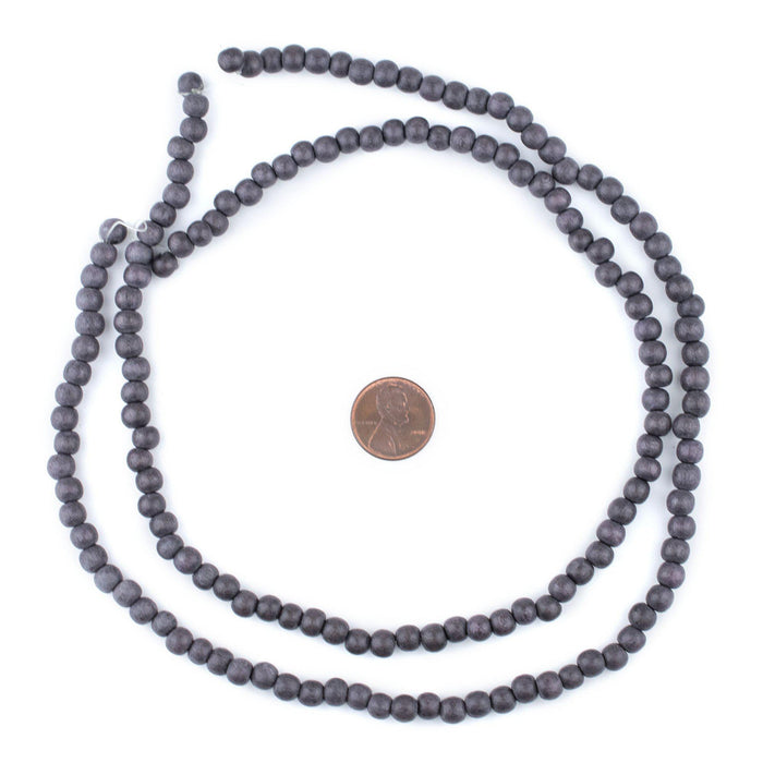 Dark Grey Round Natural Wood Beads (6mm) - The Bead Chest