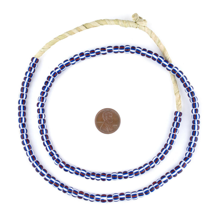 Matte Red White & Blue Ghana Chevron Beads (6mm) - The Bead Chest