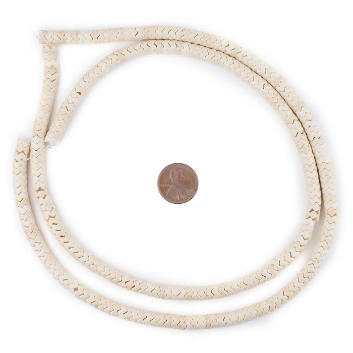 Cream White Snake Beads (6mm) - The Bead Chest