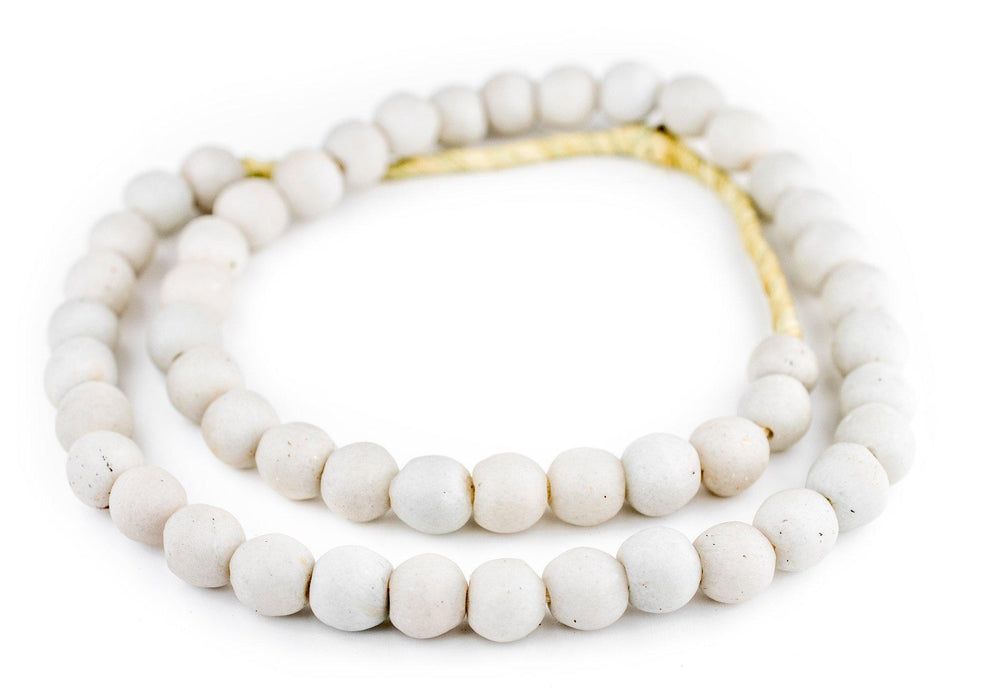 Rustic Opaque White Recycled Glass Beads (14mm) - The Bead Chest