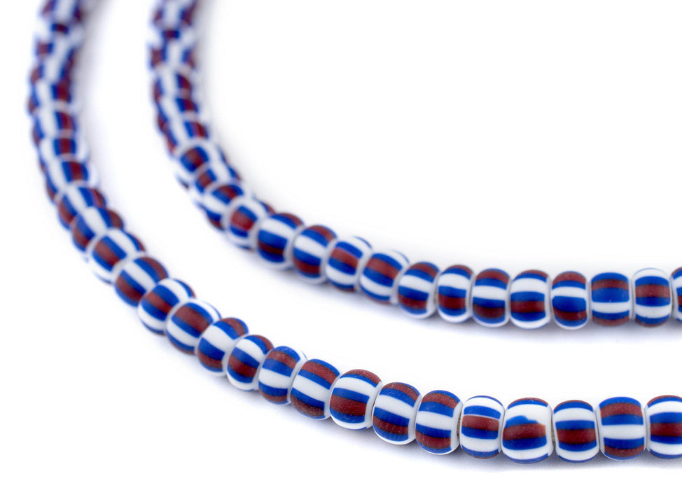 Matte Red White & Blue Ghana Chevron Beads (6mm) - The Bead Chest