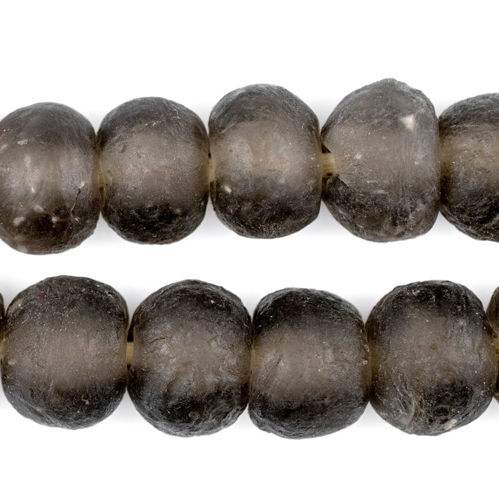 Groundhog Grey Recycled Glass Beads (18mm) - The Bead Chest