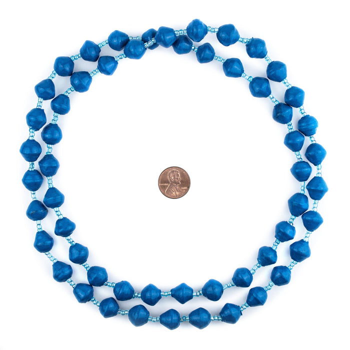 Cobalt Blue Recycled Paper Beads from Uganda - The Bead Chest