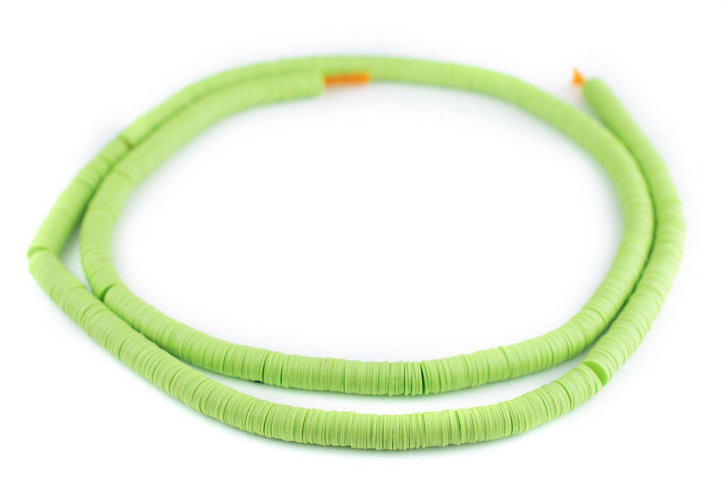 Lime Green Vinyl Phono Record Beads (8mm) - The Bead Chest