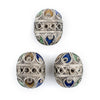 Artisanal Enameled Round Silver Berber Beads (3 pieces)