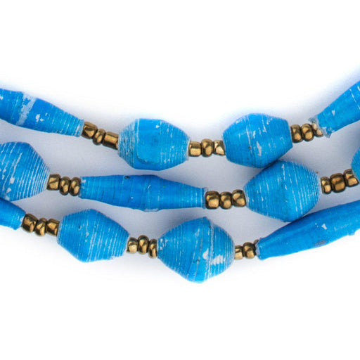 Blue Mixed Shape Recycled Paper Beads from Uganda - The Bead Chest