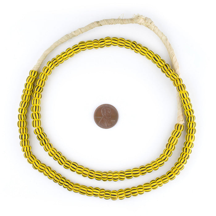 Matte Yellow & Black Ghana Chevron Beads (8mm) - The Bead Chest
