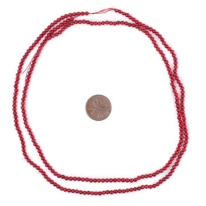 Round Red Coral Beads (3mm) - The Bead Chest
