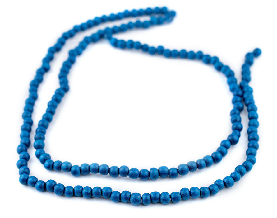Azul Blue Round Natural Wood Beads (6mm) - The Bead Chest