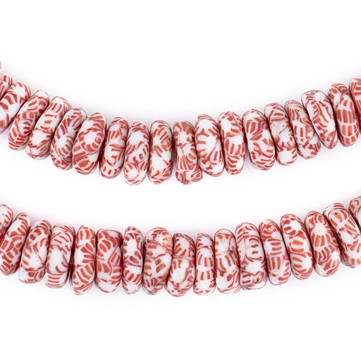 Candy Cane Fused Rondelle Recycled Glass Beads (11mm) - The Bead Chest