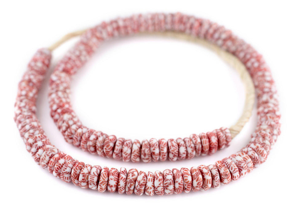 Candy Cane Fused Rondelle Recycled Glass Beads (11mm) - The Bead Chest