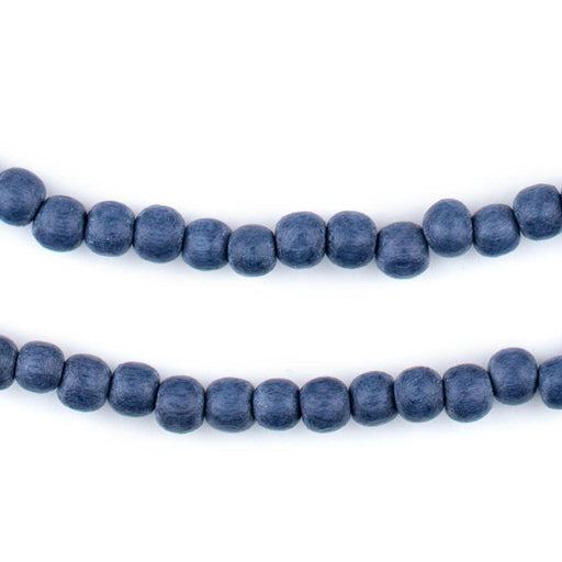 Cobalt Blue Round Natural Wood Beads (6mm)