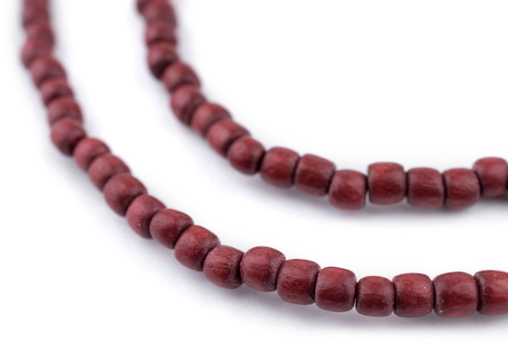 Cherry Red Nugget Natural Wood Beads (5mm) - The Bead Chest