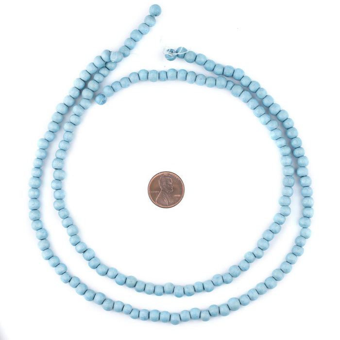Light Blue Round Natural Wood Beads (6mm) - The Bead Chest