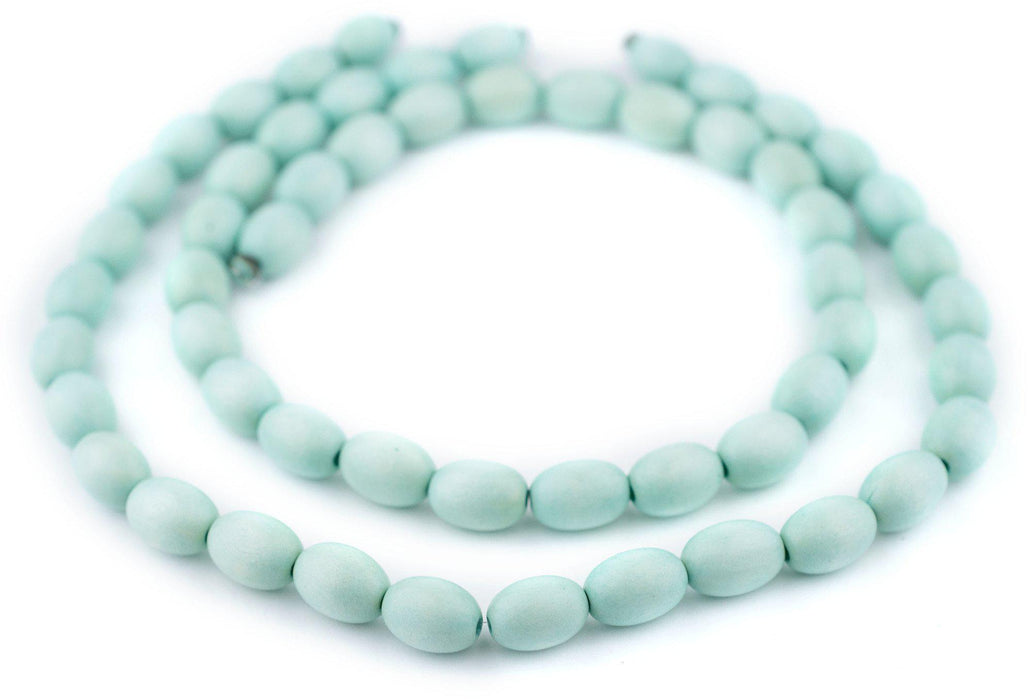 Mint Green Oval Natural Wood Beads (15x10mm) - The Bead Chest