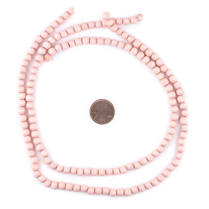Pink Round Natural Wood Beads (6mm) - The Bead Chest
