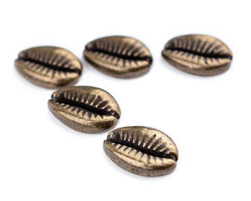 Antiqued Brass Cowrie Shell Beads (Set of 5) - The Bead Chest