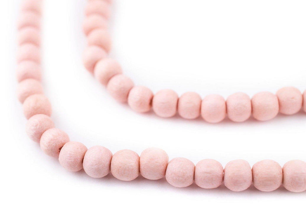Pink Round Natural Wood Beads (6mm) - The Bead Chest