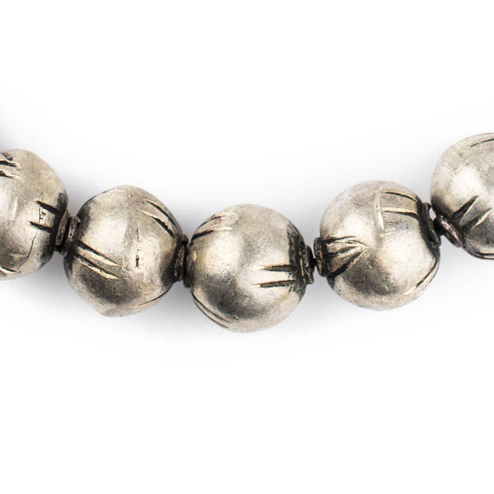 Ethiopian Silver Patterned Round Beads (15mm) - The Bead Chest