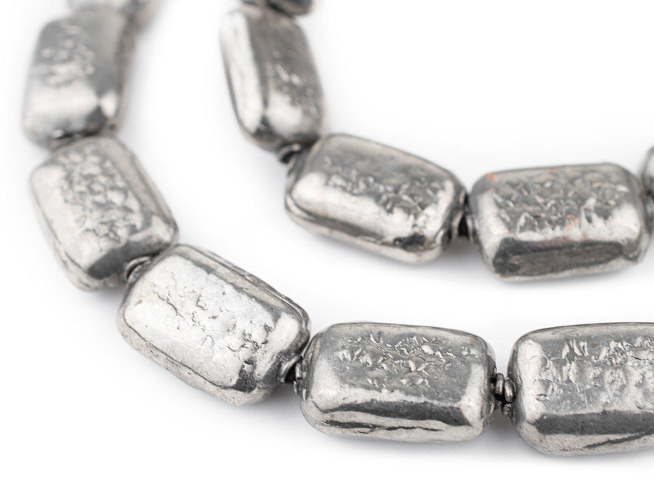 Silver Rectangular Hollow Tribal Beads (24x16mm) - The Bead Chest