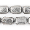 Silver Rectangular Hollow Tribal Beads (24x16mm)