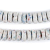White Mosaic Rondelle Recycled Glass Beads (Smooth)